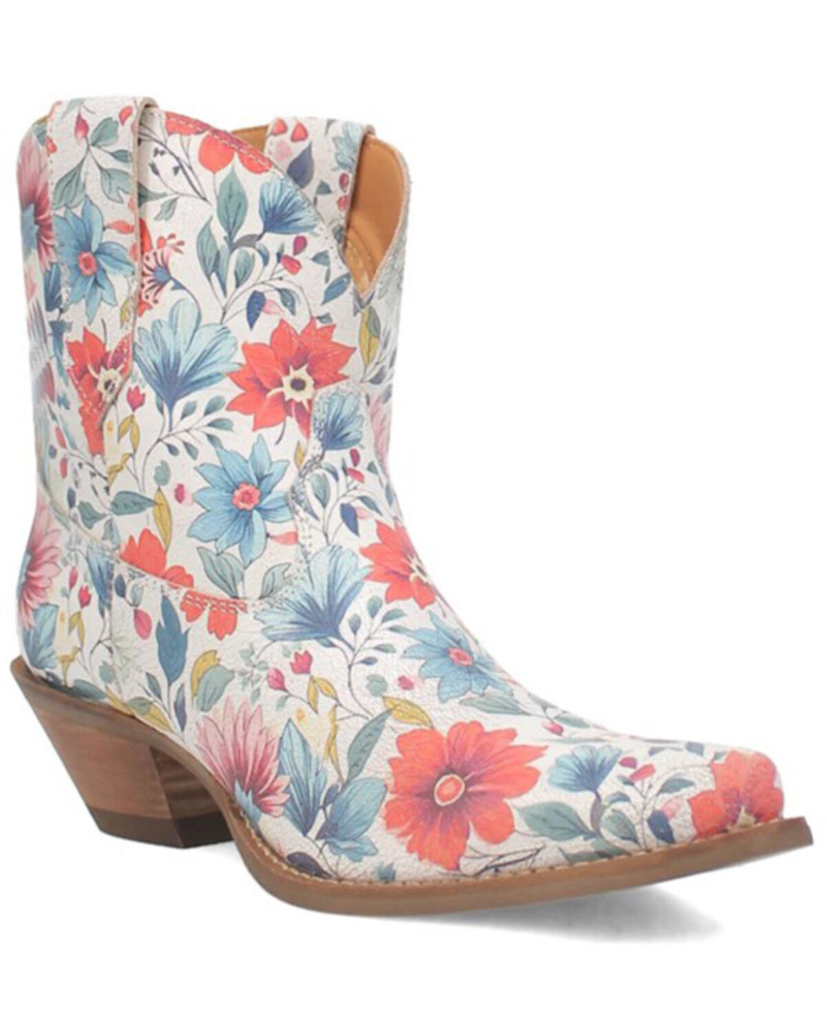 Image #1 - Dingo Women's Pixie Rose Western Boots - Snip Toe, White, hi-res