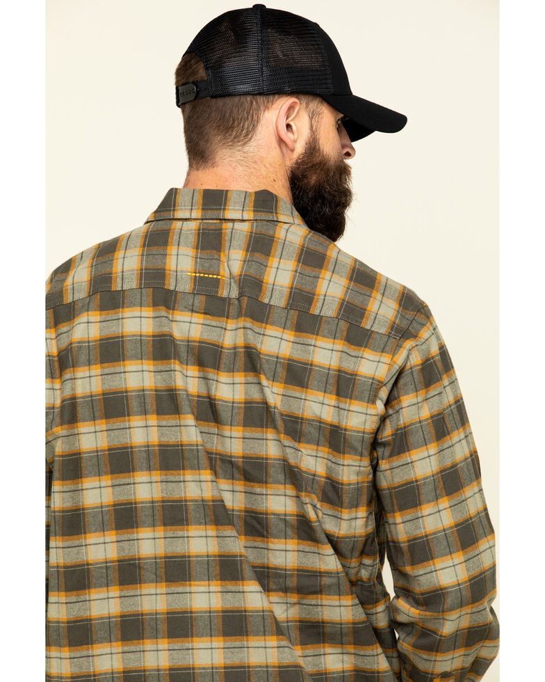 Ariat Men's Olive Rebar Flannel Durastretch Plaid Long Sleeve Work Shirt , Olive, hi-res
