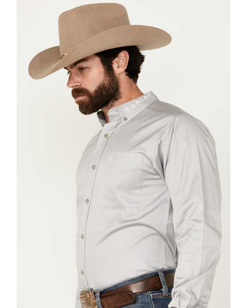 Image #2 - Ariat Men's Team Logo Twill Long Sleeve Button-Down Western Shirt, Grey, hi-res