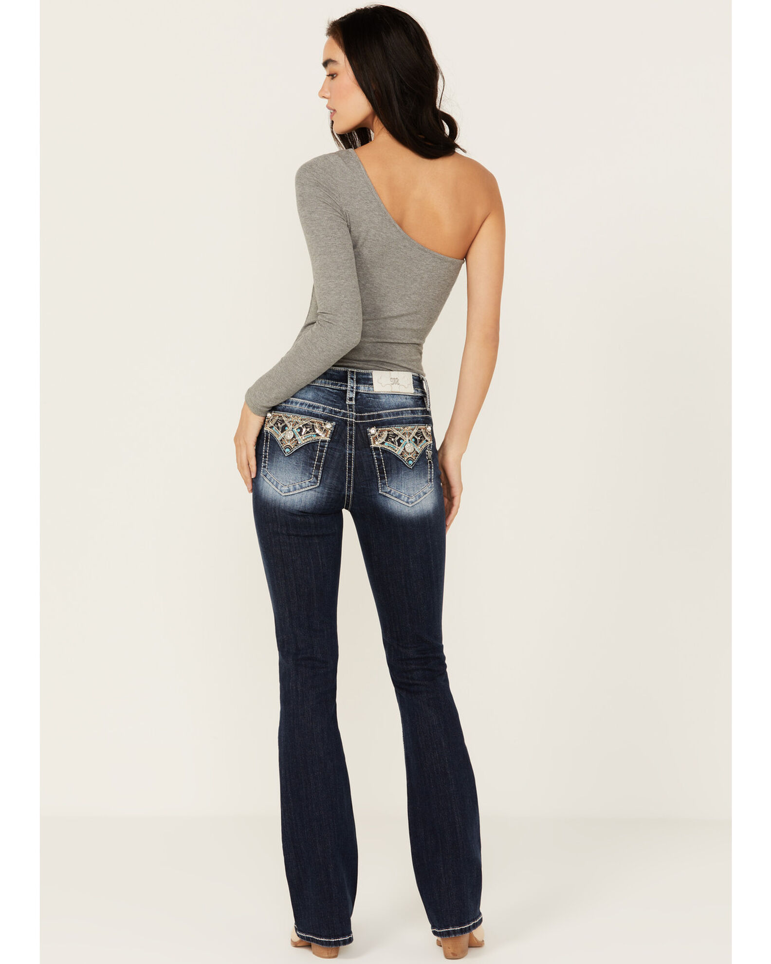 Miss Me Women s Dark Wash Mid Rise Bootcut Stretch Denim Jeans Sheplers
