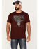 Moonshine Spirit Men's Sombrero Skull Short Sleeve Graphic T-Shirt, Burgundy, hi-res
