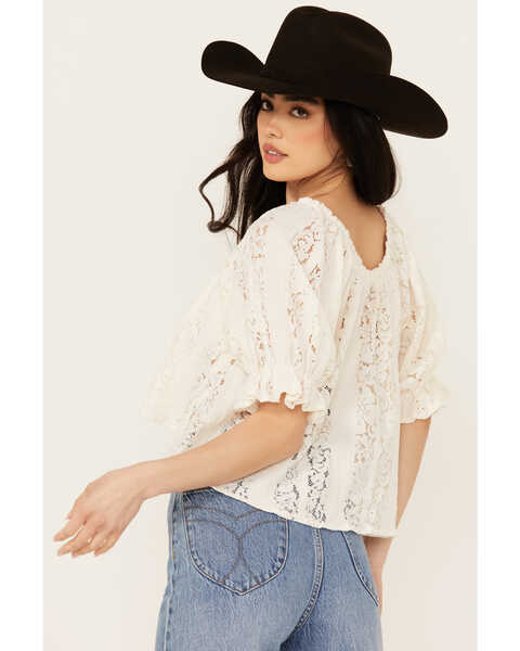 Image #4 - Free People Women's Stacey Lace Cropped Shirt, Ivory, hi-res