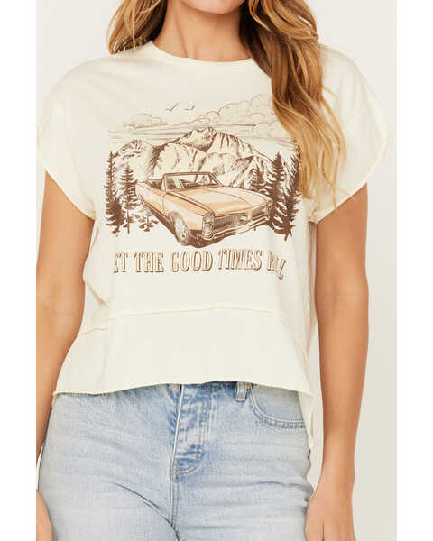 Image #3 - Cleo + Wolf Women's Let The Good Times Roll Seamed Short Sleeve Graphic Tee, Cream, hi-res