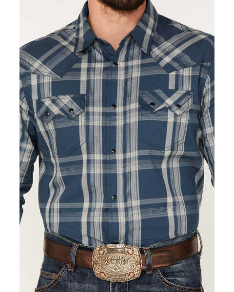 Image #3 - Cody James Men's Expression Large Plaid Print Snap Western Shirt - Big & Tall , Navy, hi-res