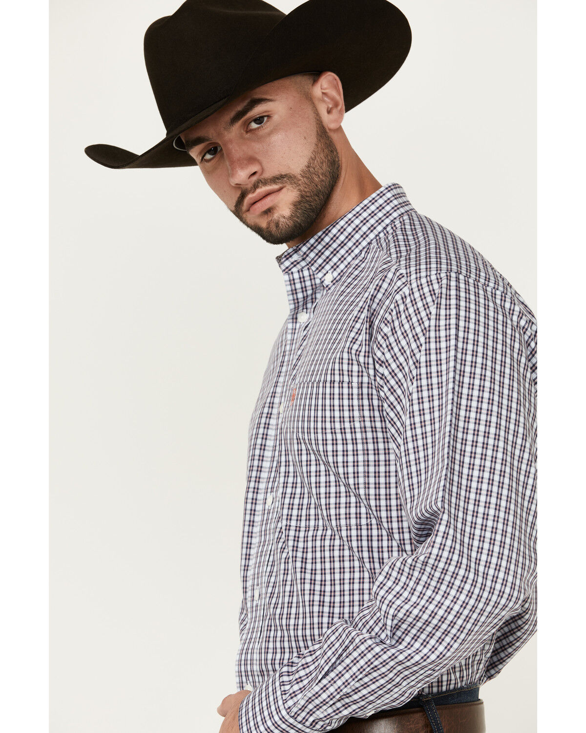 Image #2 - Ariat Men's Walker Plaid Print Long Sleeve Button-Down Western Shirt, Blue, hi-res