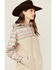 Image #2 - Hooey Women's Striped Trim Hooded Pullover, Cream, hi-res