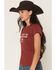 Image #2 - Wrangler Women's Saddle Up Short Sleeve Embroidered Tee, Rust Copper, hi-res