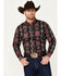 Image #1 - RANK 45® Men's Great Fall Southwestern Print Long Sleeve Button-Down Western Shirt, Black, hi-res