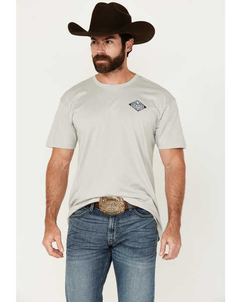Image #1 - Cowboy Hardware Men's Built Tough Shield Short Sleeve T-Shirt, Light Grey, hi-res