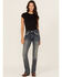 Image #3 - Grace In LA Women's Medium Wash Camo Fleur De Lis Embroidered Mid Rise Bootcut Stretch Denim Jeans, Medium Wash, hi-res