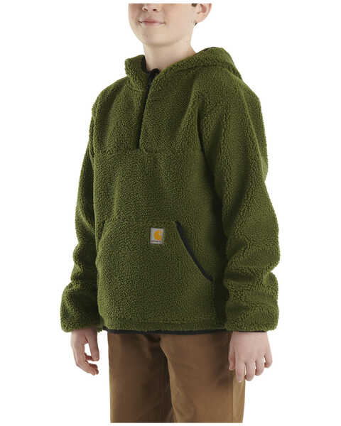 Image #2 - Carhartt Toddler Boys' Half Zip Long Sleeve Fleece Hooded Pullover , Green, hi-res