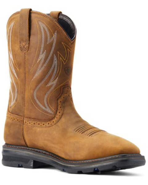 Ariat Men's Sierra Shock Shield Waterproof Western Work Boots - Soft Toe, Brown, hi-res