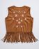 Image #1 - Fornia Girls' Floral Embroidered Faux Suede Vest, Camel, hi-res