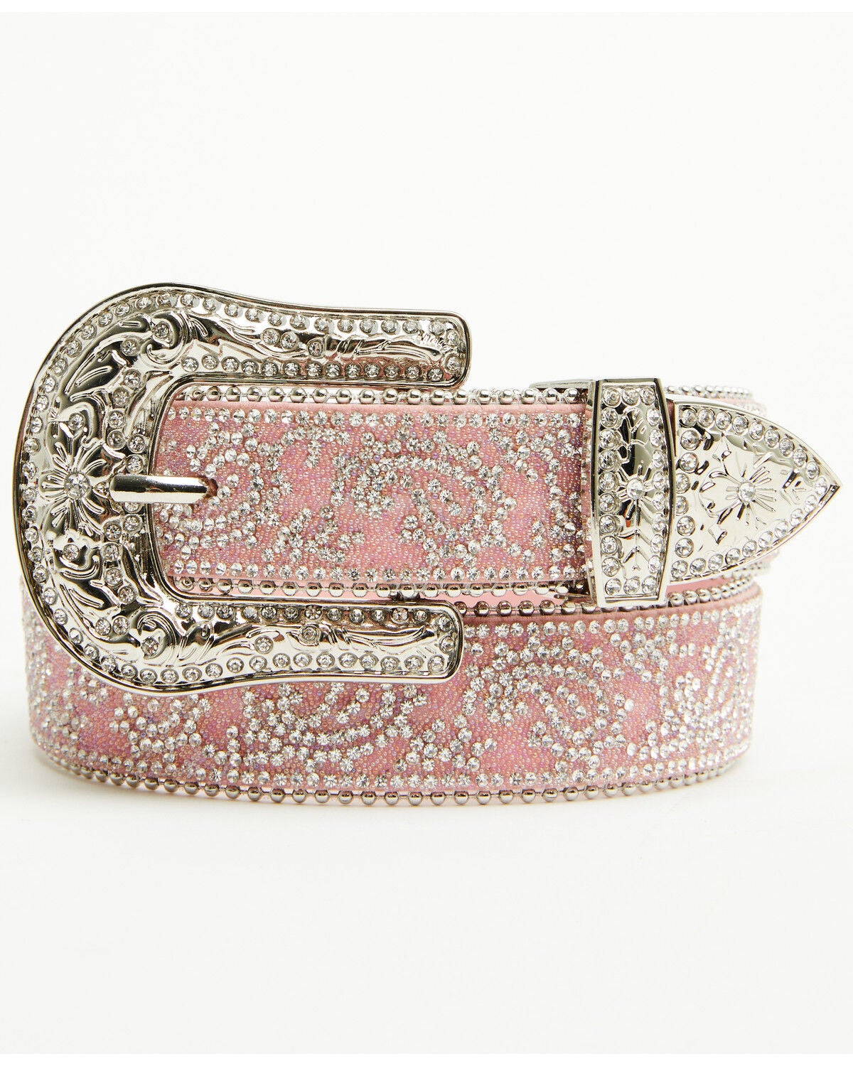 Shyanne Girls' Paisley Bling Buckle Belt, Light Pink, hi-res