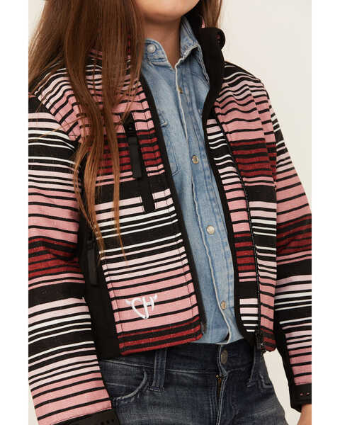 Image #3 - Cowgirl Hardware Girls' Desert Serape Striped Poly Shell Jacket , Pink, hi-res