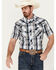 Image #1 - Cowboy Hardware Men's Hermosillo Gradient Plaid Print Short Sleeve Pearl Snap Western Shirt, Black, hi-res