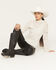 Image #1 - Miss Me Women's Mock Neck Lace Long Sleeve Top, White, hi-res