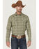 Blue Ranchwear Men's Ash Yarn-Dye Plaid Long Sleeve Snap Western Shirt , Ash, hi-res