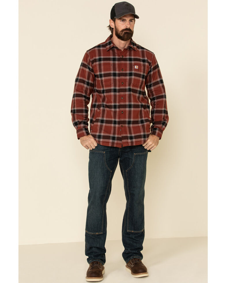 Carhartt Men's Iron Ore Plaid Rugged Flex Flannel Fleece Lined Long Sleeve Work Shirt - Big , Steel, hi-res
