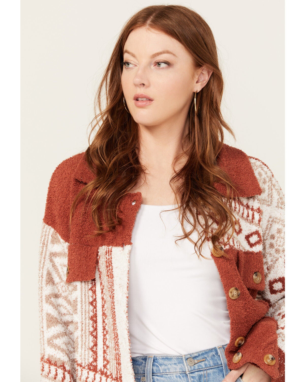 Image #2 - Miss Me Women's Southwestern Print Color Block Shacket, , hi-res