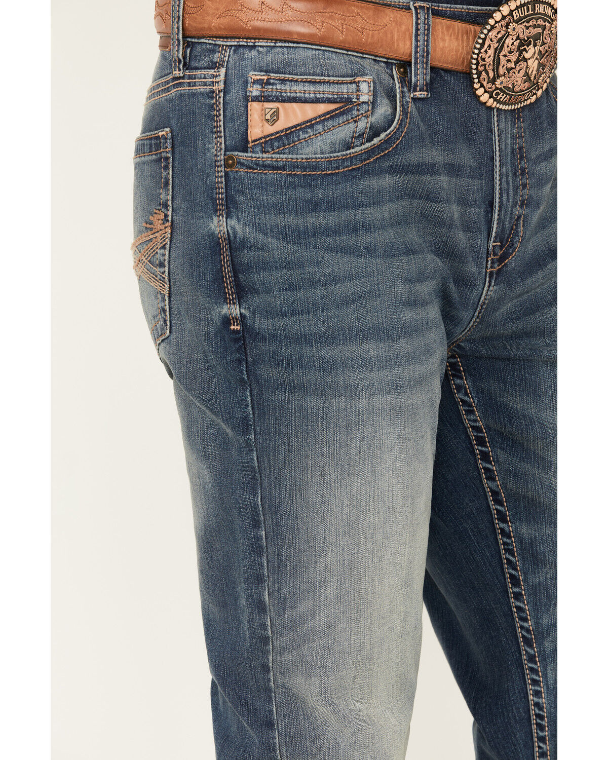 Image #2 - RANK 45® Men's Sidewinder Medium Wash Slim Straight 4-Way Stretch Denim Performance Jeans, Blue, hi-res