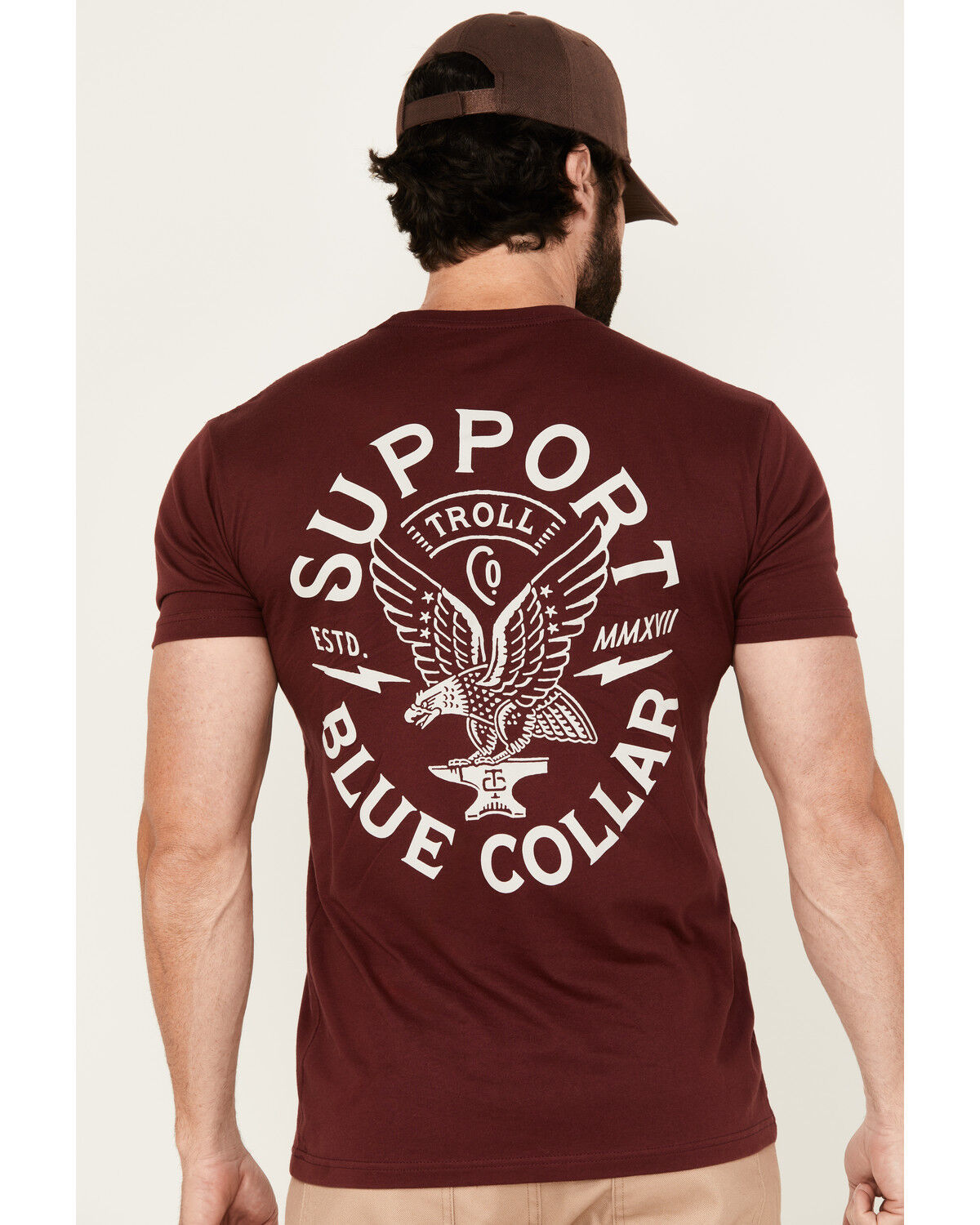 Image #4 - Troll Co Men's Winged Support Short Sleeve Graphic T-Shirt, Maroon, hi-res