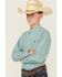 Image #2 - Ariat Boys' Geo Print Long Sleeve Button-Down Western Shirt, Mint, hi-res