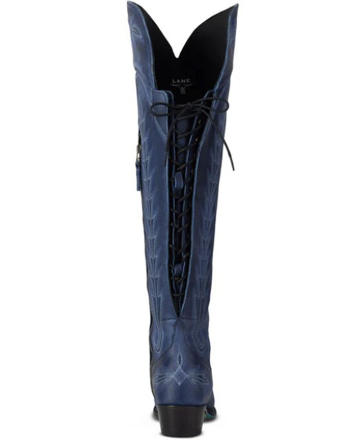 Image #5 - Lane Women's Lexington Over The Knee Corset Western Boots - Snip Toe, Navy, hi-res