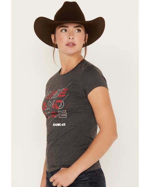 Image #2 - RANK 45® Women's Rise and Ride Short Sleeve Graphic Tee, Charcoal, hi-res