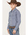 Image #2 - Cody James Boys' Creek Plaid Print Long Sleeve Snap Western Shirt, Navy, hi-res