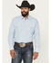 Image #1 - Ely Walker Men's Striped Print Long Sleeve Snap Western Shirt, Blue, hi-res
