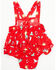 Image #3 - Wrangler Infant Girls' Conversation Print Ruffle Overalls, Red, hi-res