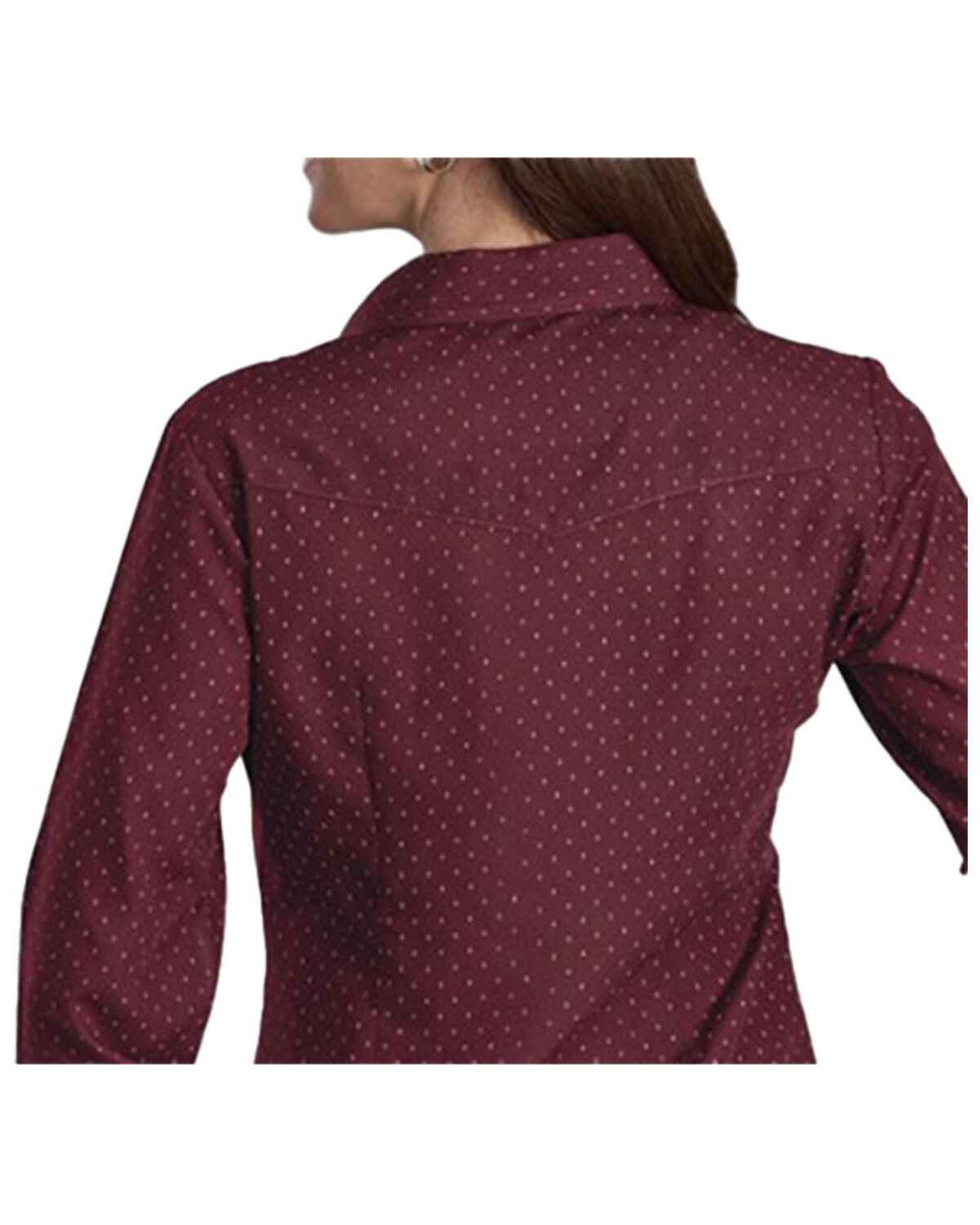 Image #2 - Roper Women's Dotted Print Long Sleeved Pearl Snap Western Shirt, Wine, hi-res
