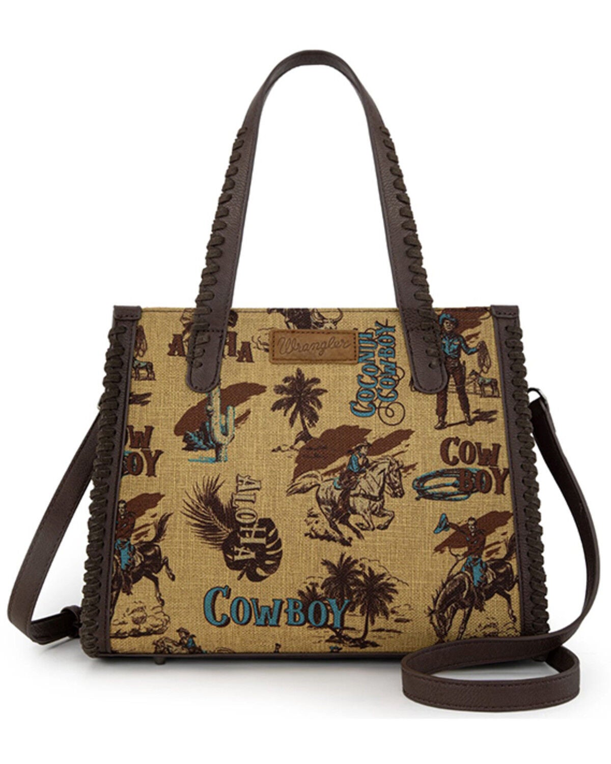 Image #1 - Wrangler Women's Cowboy Print Concealed Carry Crossbody Satchel, Dark Yellow, hi-res