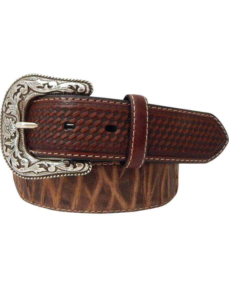 Roper Men&#39;s Top Grain Leather Belt with Bark Design | Sheplers