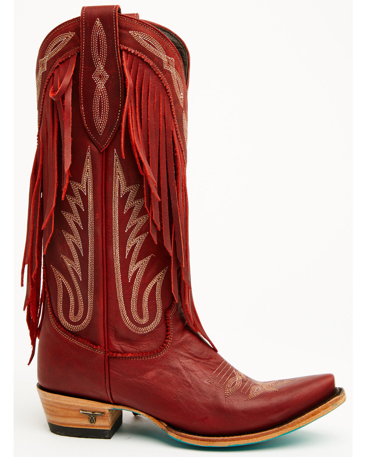 Image #2 - Lane Women's Senita Falls Fringe Tall Western Boots - Snip Toe, Ruby, hi-res