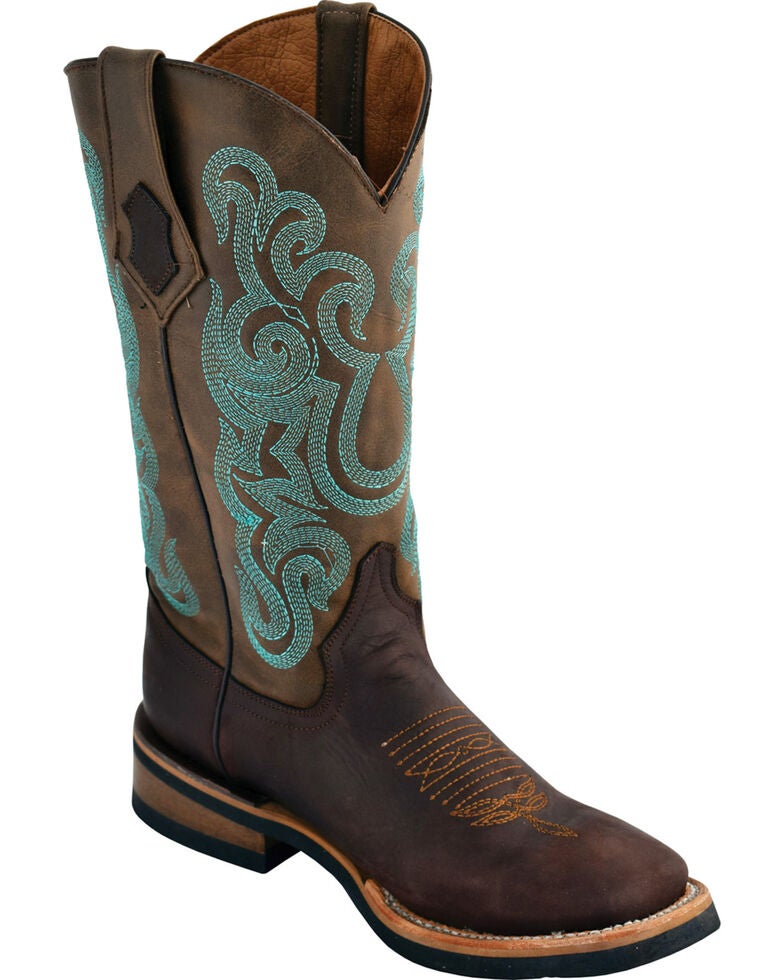 Ferrini Women's Stella Round Toe Ankle Boots Handcrafted - Turquoise 6101450