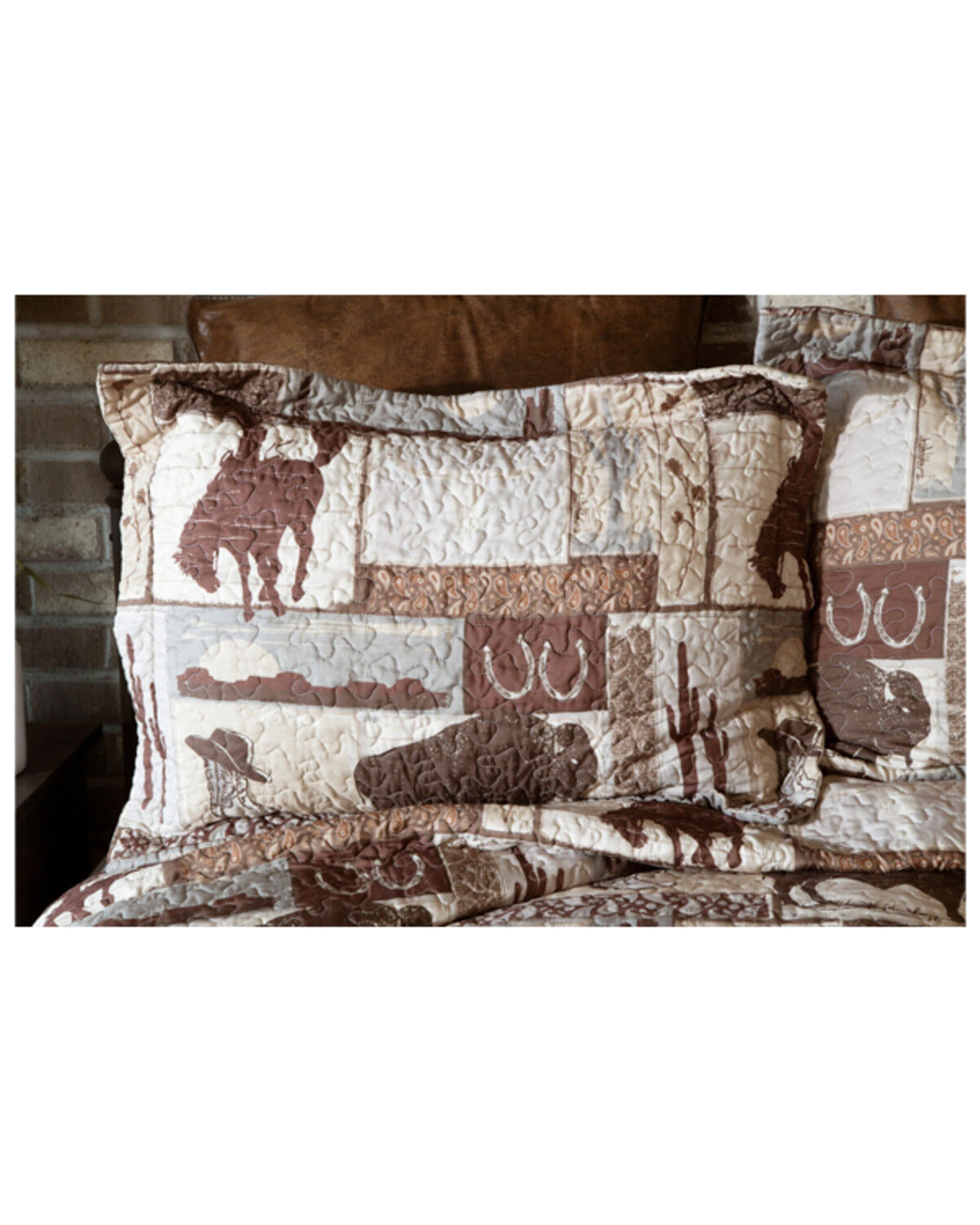 Image #3 - Carstens Home Wrangler Vintage Cowboy King Quilt Set - 3-Piece, Grey, hi-res