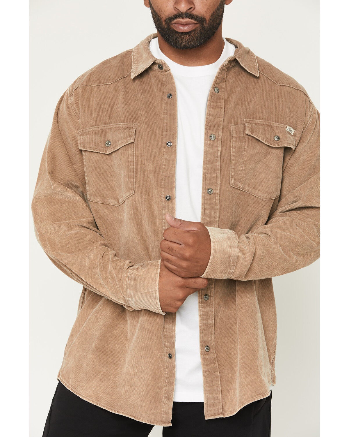 Image #3 - Thorogood Men's Wellington Corduroy Long Sleeve Snap Work Shirt, Khaki, hi-res