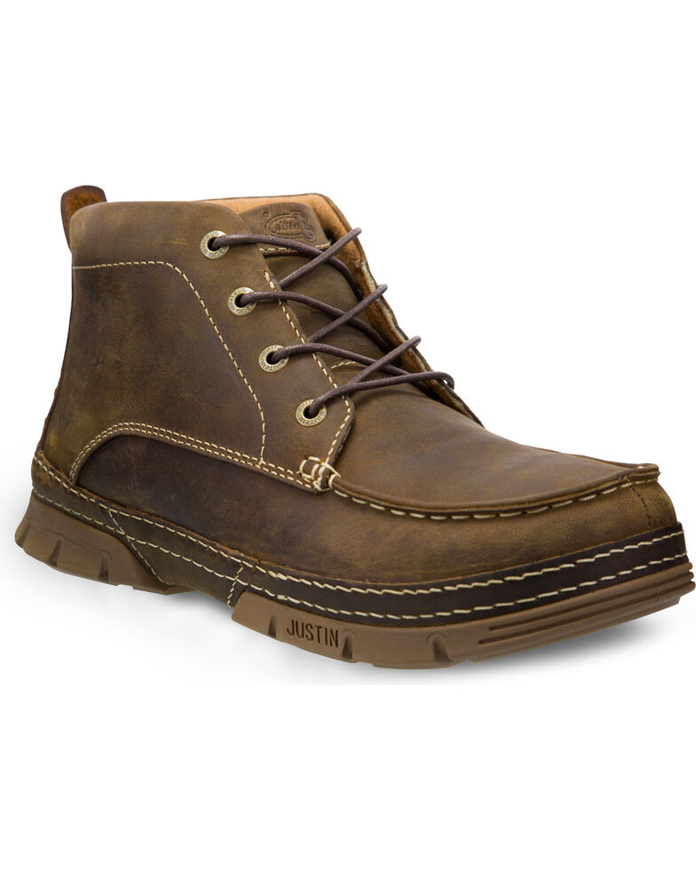 Justin Men's Tobar Brown 5" Lace-Up Work Boots - Steel Toe, Brown, hi-res