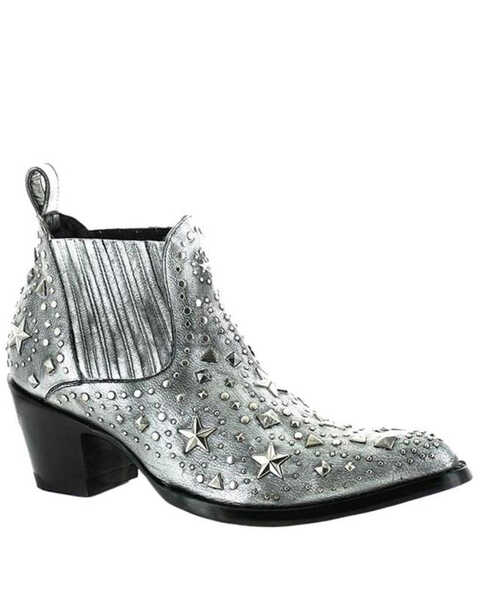 Image #1 - Old Gringo Women's Metal Star Fashion Booties - Pointed Toe, Silver, hi-res