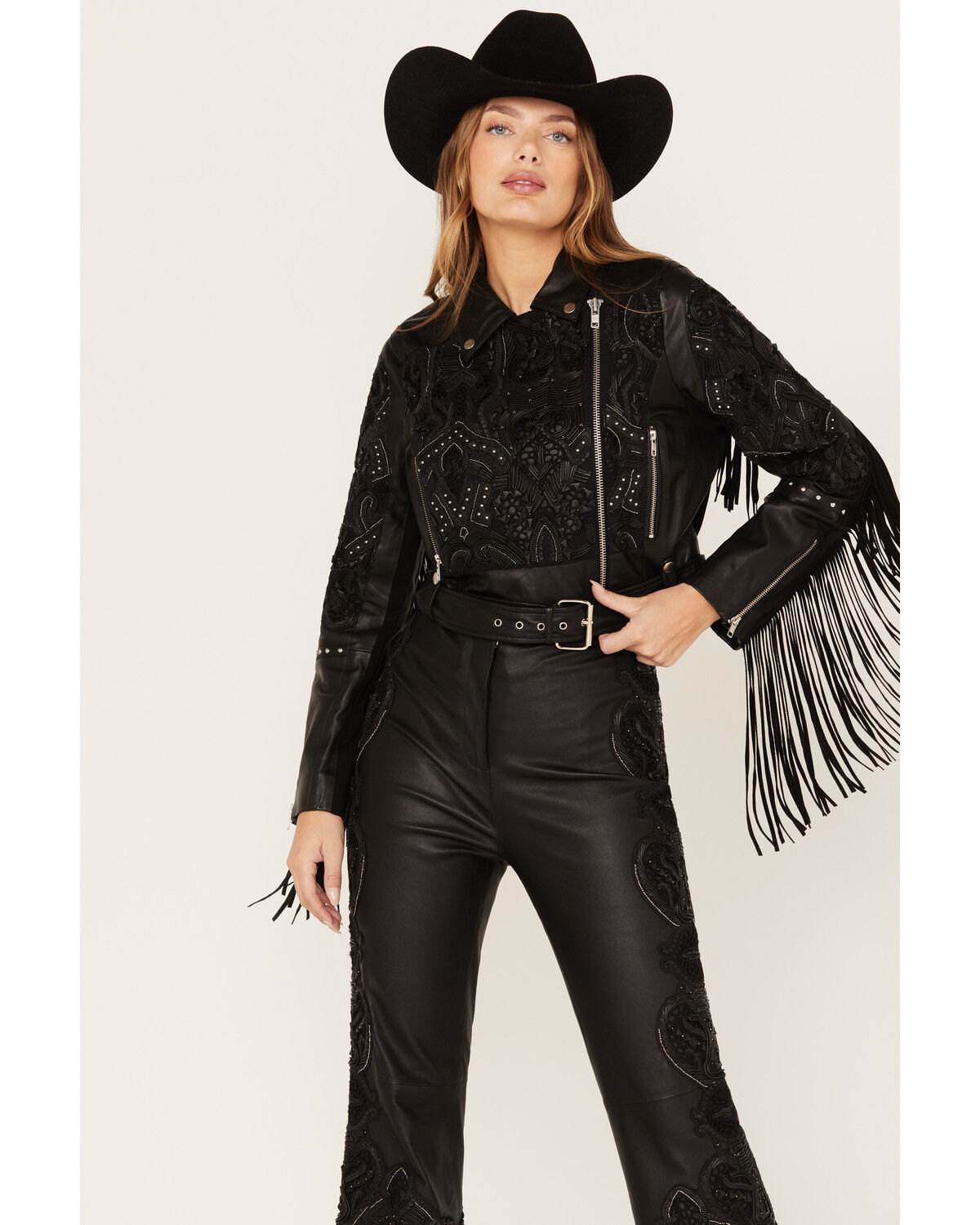 Image #2 - Wonderwest Women's Studded Leather Moto Jacket, , hi-res