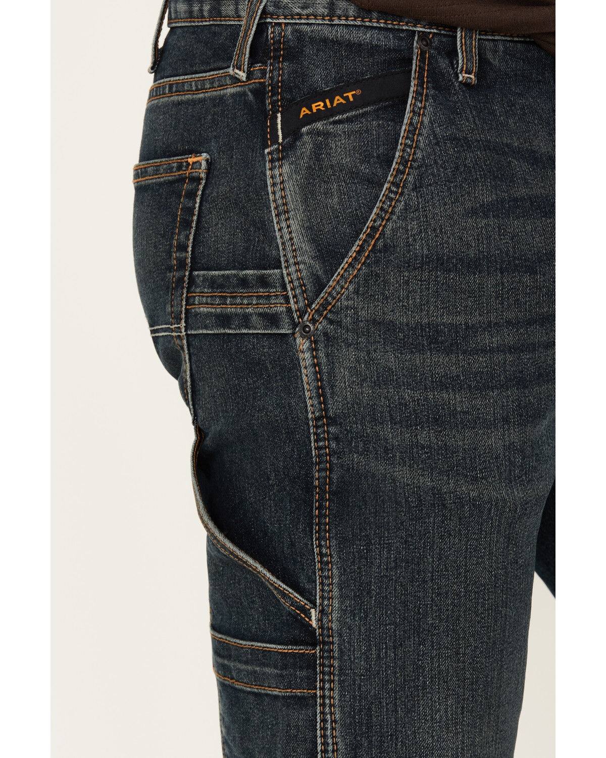 Image #2 - Ariat Men's Rebar M7 McCoy Dark Wash Durastretch Slim Straight Work Jeans, Blue, hi-res