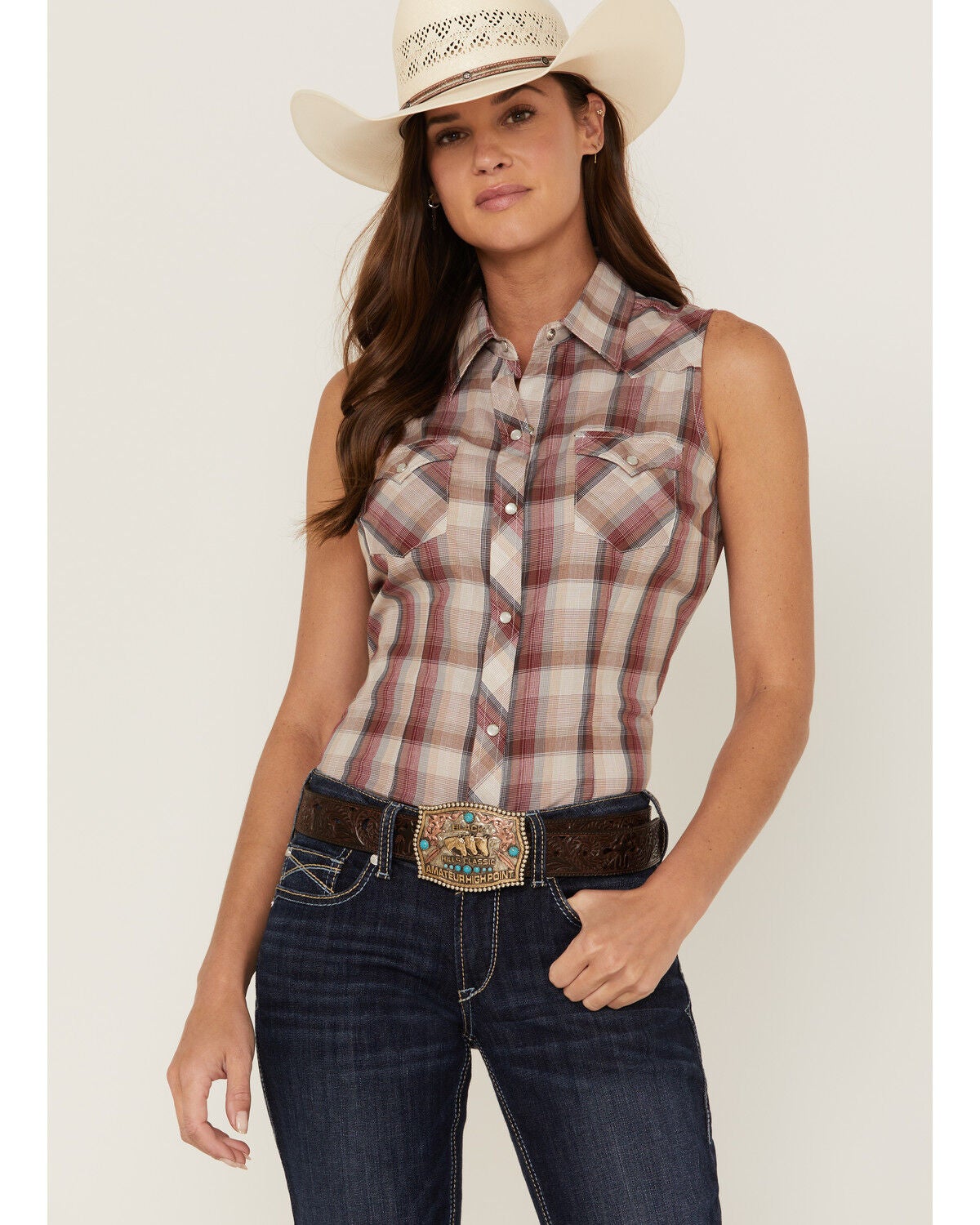 women's plaid snap button shirt
