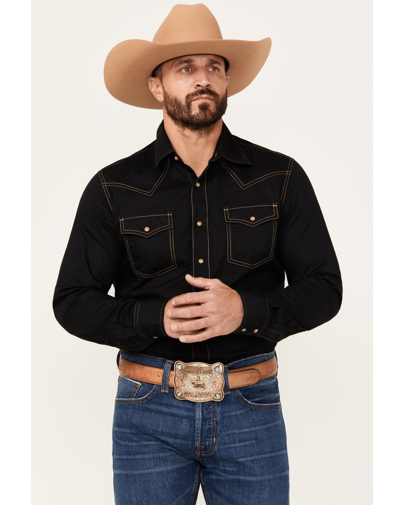 Wrangler Retro Premium Men s Solid Long Sleeve Western Shirt Sheplers