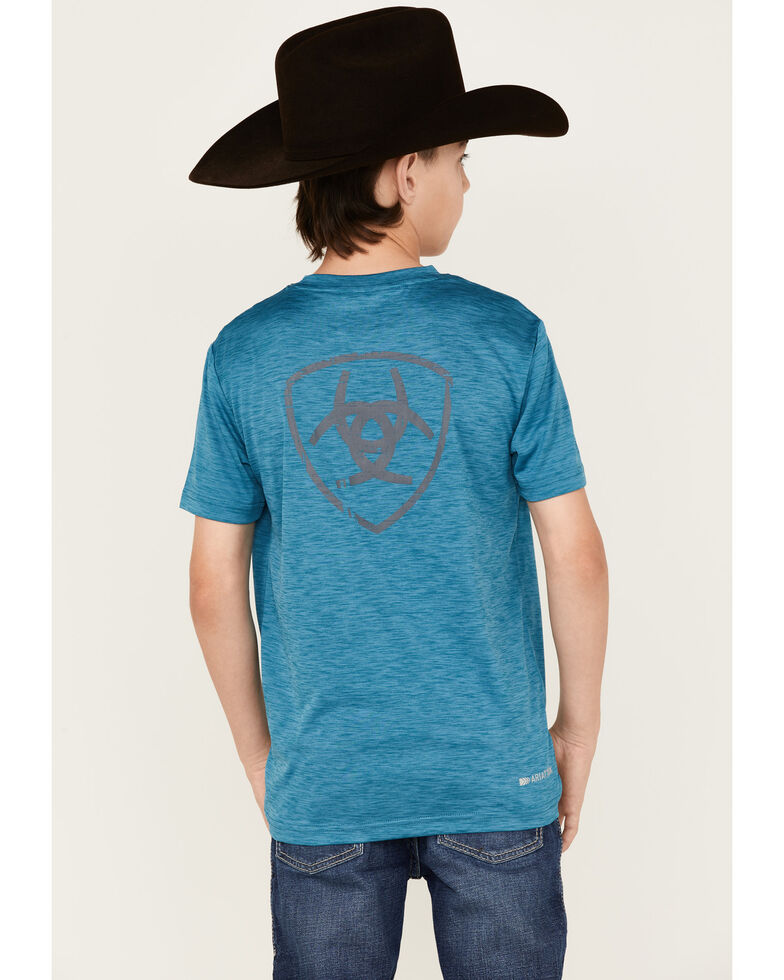 Ariat Boys' Charger Shield Graphic T-Shirt, Teal, hi-res