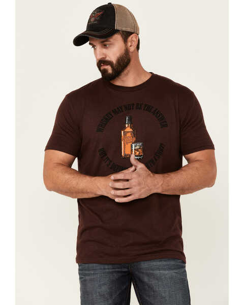 Image #1 - Moonshine Spirit Men's Whiskey No Answer Graphic Short Sleeve T-Shirt , Silver, hi-res