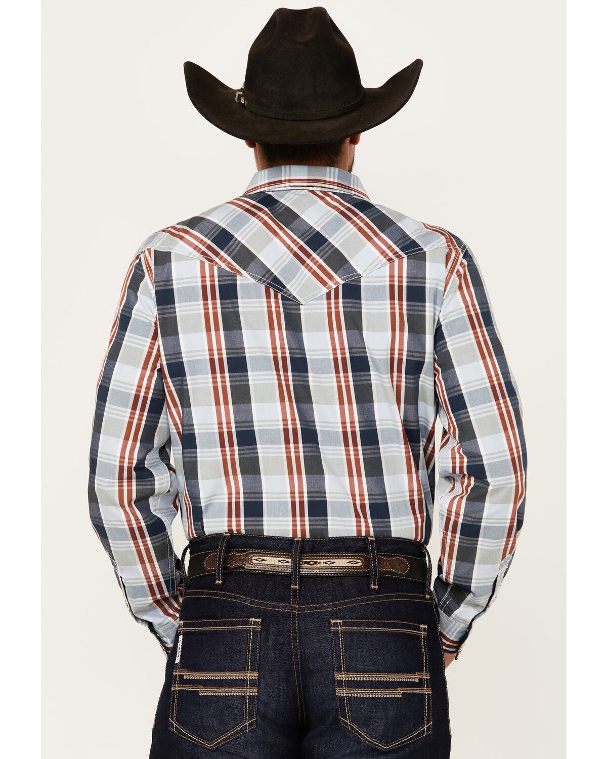 Image #4 - Cody James Men's Simple Life Plaid Print Long Sleeve Snap Western Shirt, Light Blue, hi-res