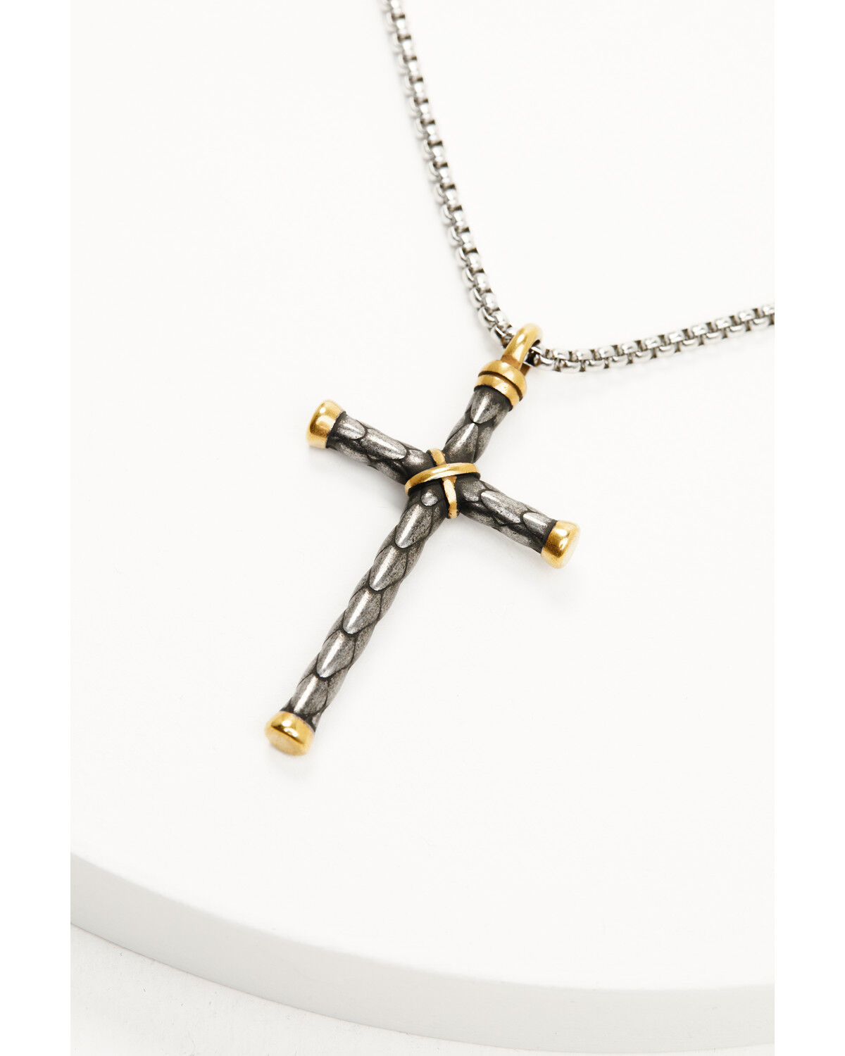 Image #3 - Cody James Men's Two-Toned Textured Cross Necklace, Multi, hi-res
