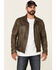 Image #1 - Mauritius Leather Men's Geoff Zip-Front Distressed Trucker Leather Jacket , Brown, hi-res